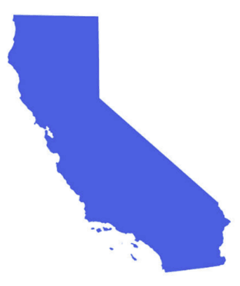 A silhouette of the state of California.