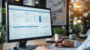 An investor at their desk analyzing a spreadsheet to optimize their short term capital gains tax.