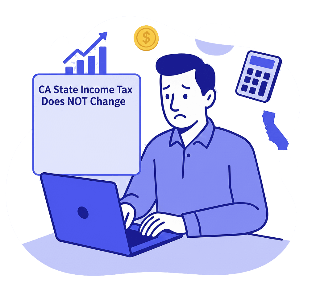 California State Income Tax Does NOT Change — But Taxable Income DOES